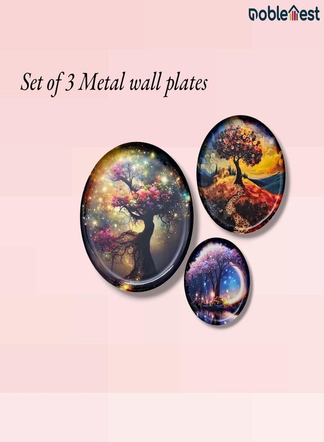 Noblenest 3 Pcs Madhubani Metal Wall Plates 12, 10, 8 Inch, Wall Decoration Items For Living Room, Bedroom, Office | Wall Decor, Gift Items, Wall Hanging Decorations (Tree of Life) - Image 5